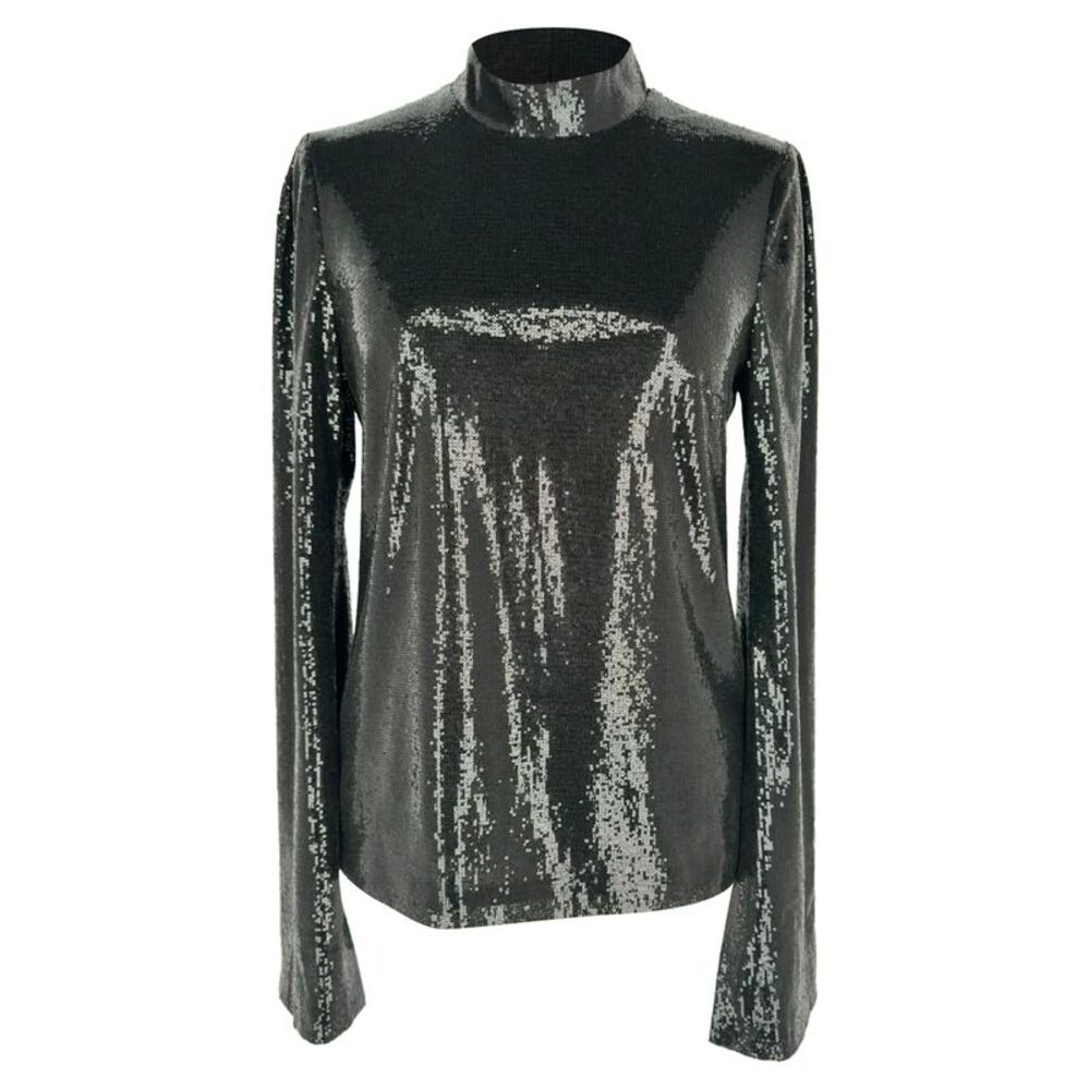 Galvan London Sequined Long Sleeve Top in Black Polyester
